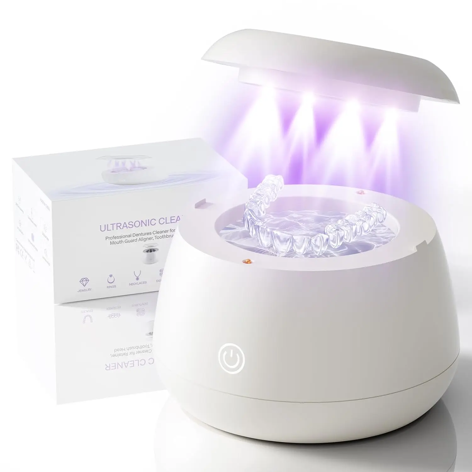 

2026 Ultrasonic Retainer Cleaner Machine - 48kHz Dental Cleaning Pod for Denture, Mouth Guards, Aligner, Night Guards, Braces