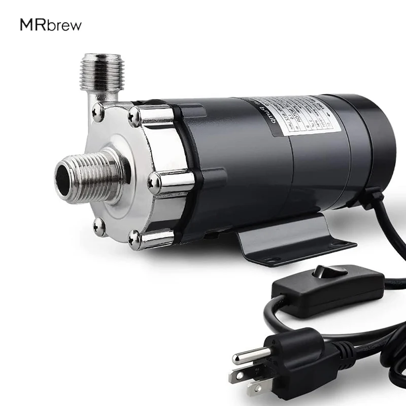 Brewing Pump Wort Pump Magnetic Drive Pump Wort Transfer Pump With Inline Switch Valve Quick Disconnects High Temp Pump EU Plug