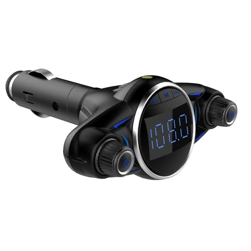 Nouveau BT08 Code cassé Version grands yeux Double tête FM voiture Bluetooth Mp3 Double bouton grand écran affichage détection de tension