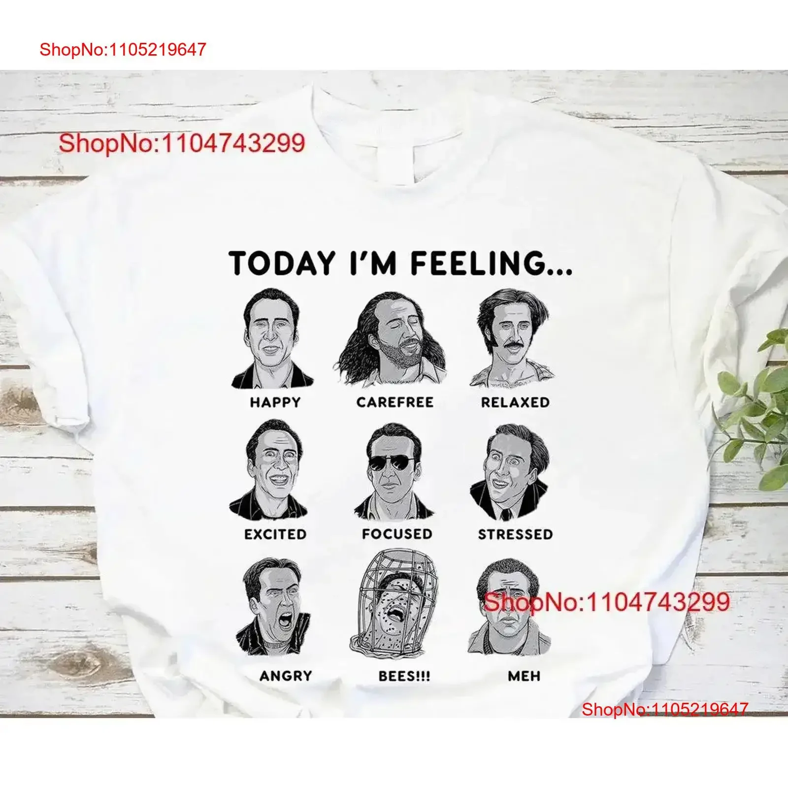 Nicolas Cage Today I'm Feeling Vintage T Shirt Washed Slightly homme fashion Breathable designer clothes vintage Washed