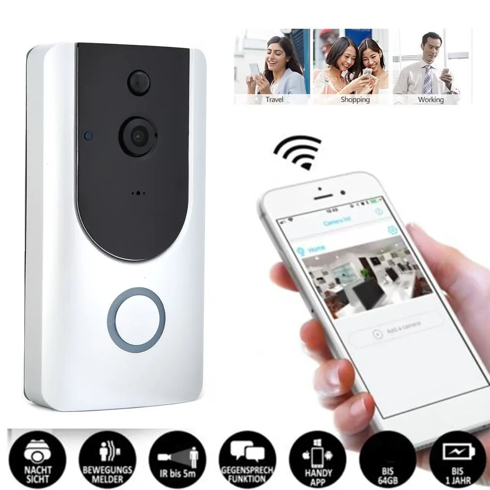 

720P Motion Detection Smart Wifi Doorbell Home Doorbell US Plug