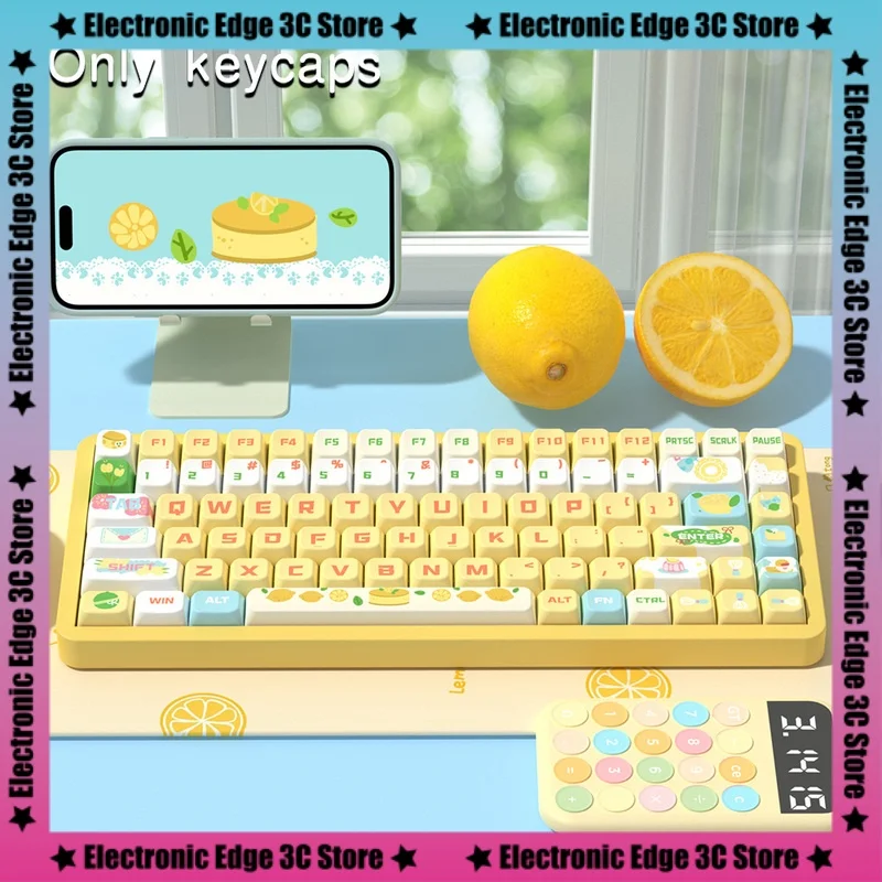 Sea Salt Lemon Cheese Theme Keycaps 138/158 Keys Mda High Sublimation Personalized Keyboard Caps Mechanical Keycaps