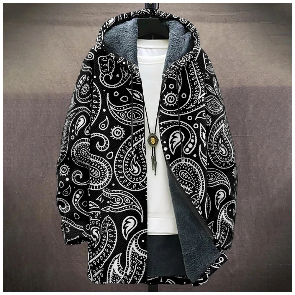 

Мужской зимний плащ на молнии, забавная полноцветная толстовка на молнии с 3D принтом цветов, нейтральное уличное повседневное длинное толстое шерстяное теплое пальто Z0328