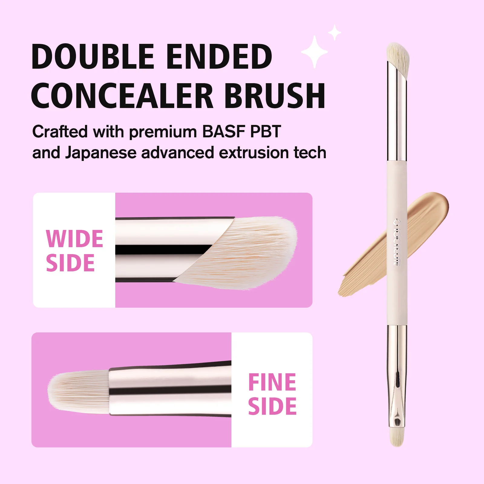 LOCKCUTE 더블 엔드 컨실러 브러쉬 다크서클 및 잡티를 위한 완벽한 커버리지 및 디테일 블렌딩 뷰티 브러쉬 도구