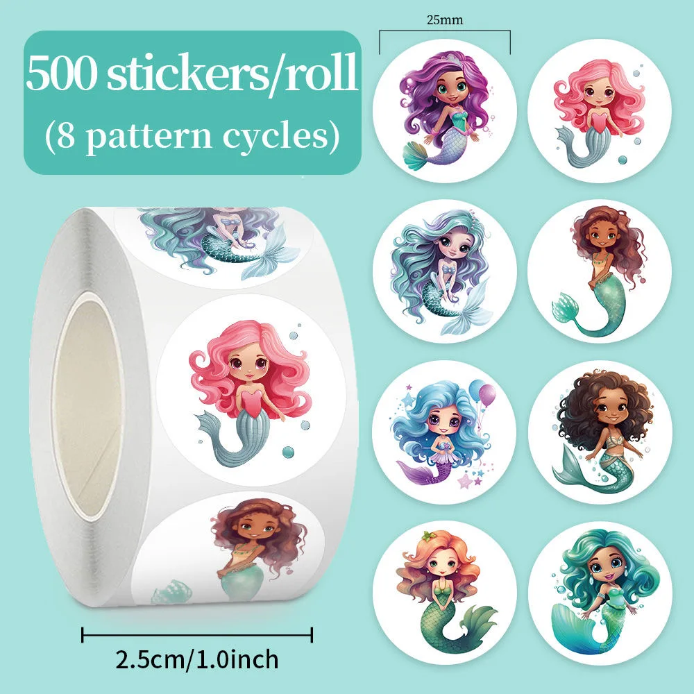 100-500pcs Cartoon Mermaid Princess stickers for kids Teacher Reward Encourage Sticker Stationery Supply for Gift Toy Decor