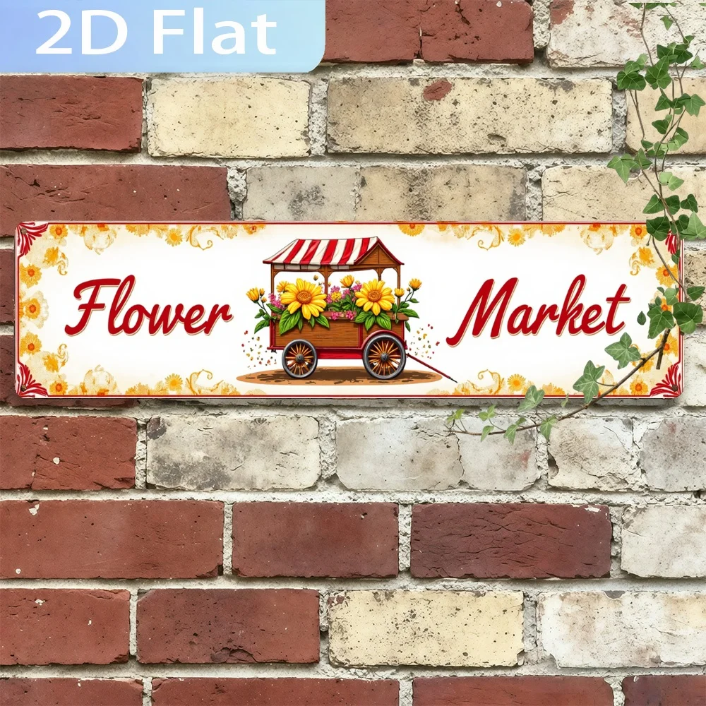 2Dフラット、ヴィンテージ風看板「花屋の花市場用花車」。 エ - Home Kitchen Bathroom Marketing のレビューと価格