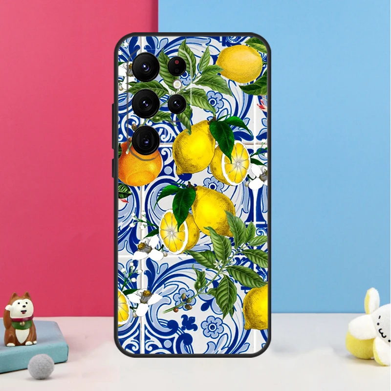 Mediterranean Lemon Case For Samsung Galaxy S23 Ultra S24 S22 Note 20 10 Plus S8 S9 S10 S21 S20 FE Back Cover