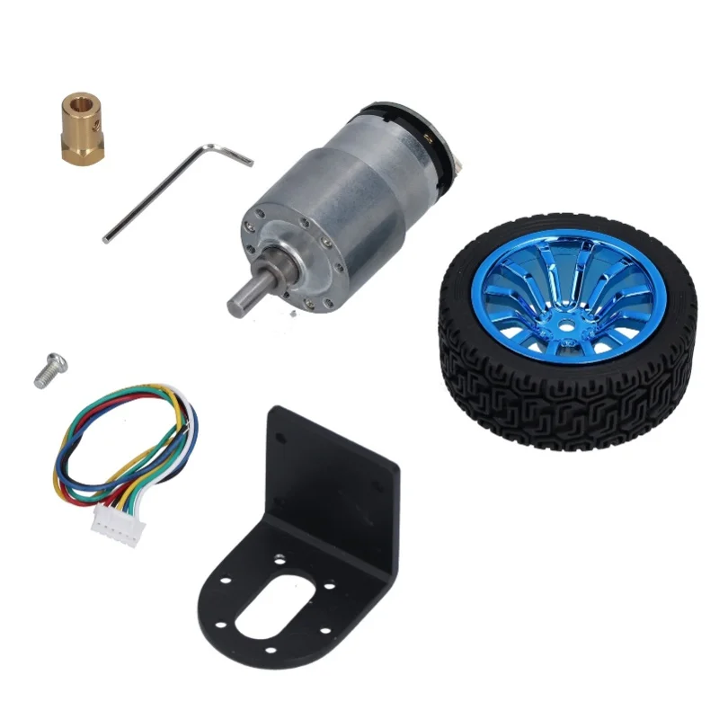 Encoder Motor Set Kit 6mm Shaft With Mounting Bracket For Smart Car Robot DIY DC6V JGB37-52035RPM