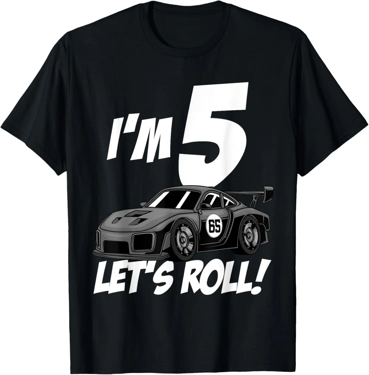 

Funny 5th Birthday Gift Boy Kid Race Car Driver 5 Years Old T-Shirt