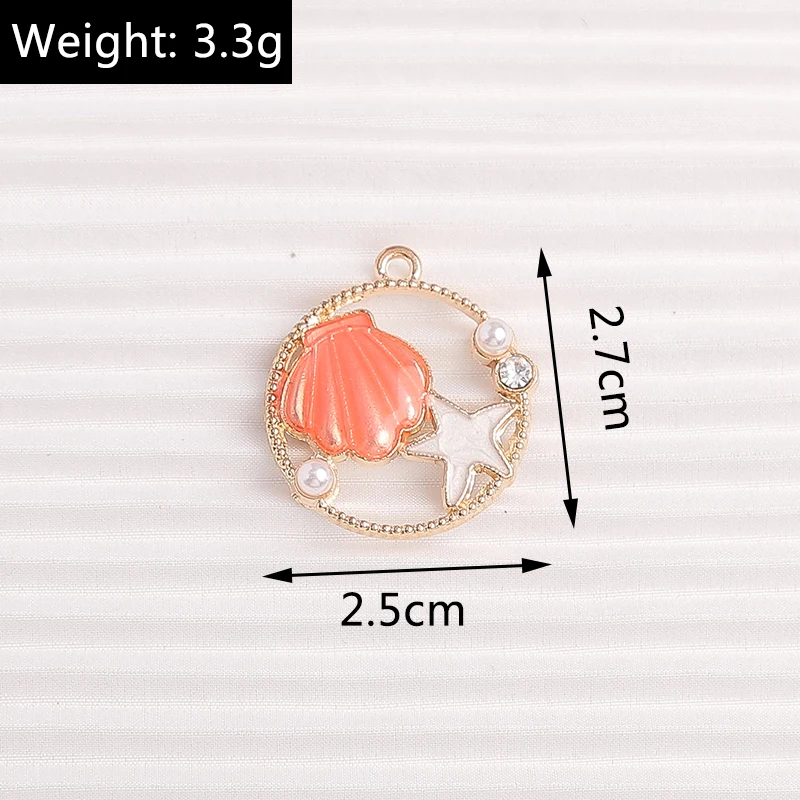 10pcs 25x27mm Cute Enamel Shell Starfish Charms Pendants for Jewelry Making Drop Earrings Necklaces Braceles DIY Crafts Supplies