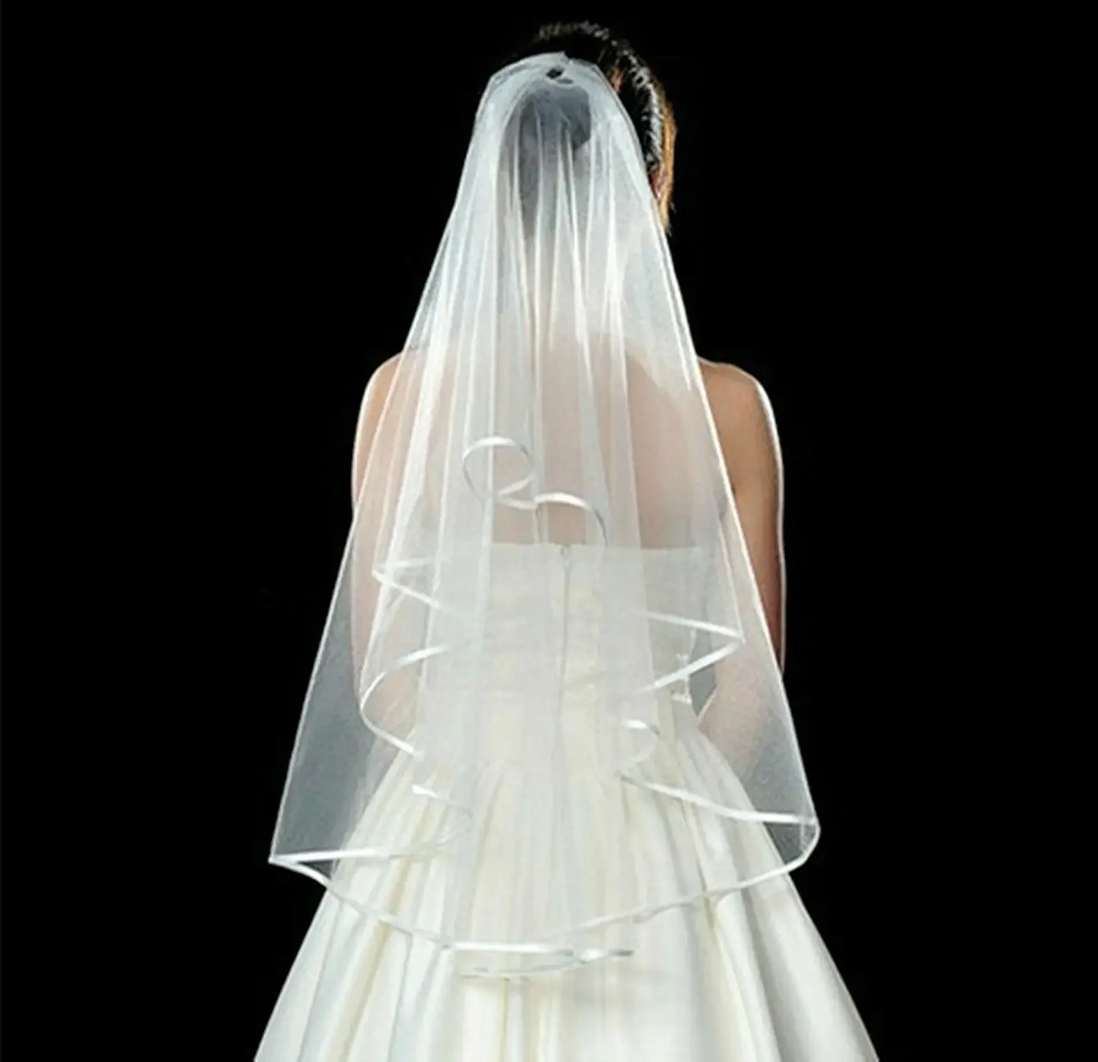 

Women White Bride Night Prop Wedding Veil WITH COMB Accessory