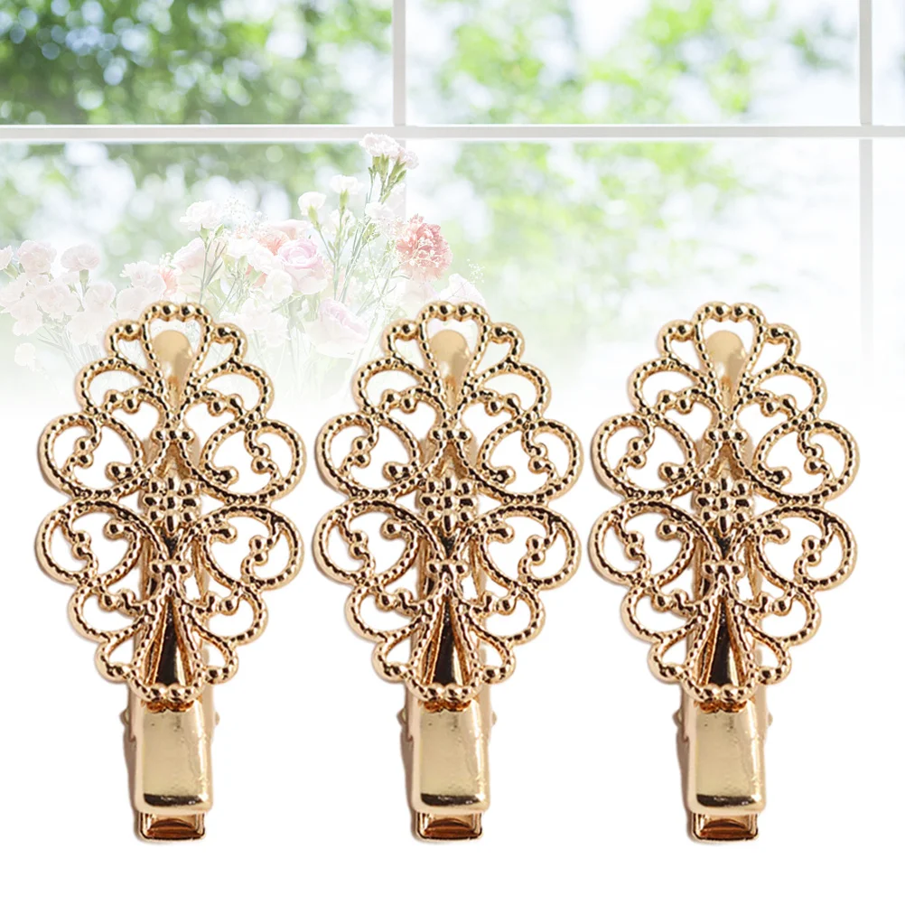 

3pcs Retro Hair Clips Hollow Vintage Brass Barrettes For Women Lightweight Grip Strong Easy Carry Stylish Attractive