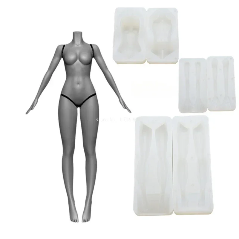 Q Version Correct Proportion of Female Body Silicone Mold DIY Ultra Light Clay Polymer Clay Cartoon Character Body Making Tools