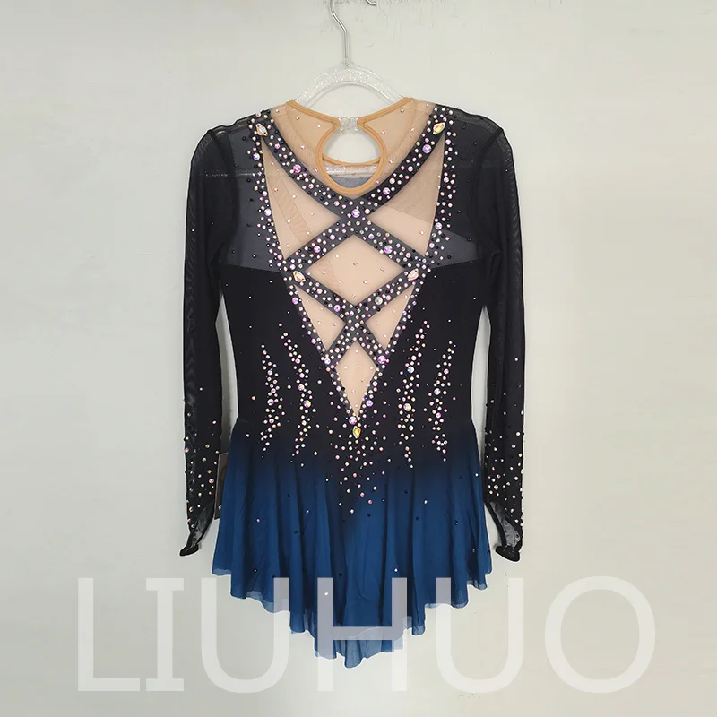 LIUHUO Figure Skating Dress Girls Women Teens Stretchy Spandex Gradient Competition Wholesale