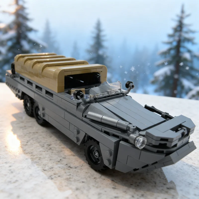 

455 деталей MOC DUKW: Модель «Приключенцы Второй мировой войны», конструктор, рождественский подарок, игрушка, креативная идея для самостоятельной сборки, архитектурная модель