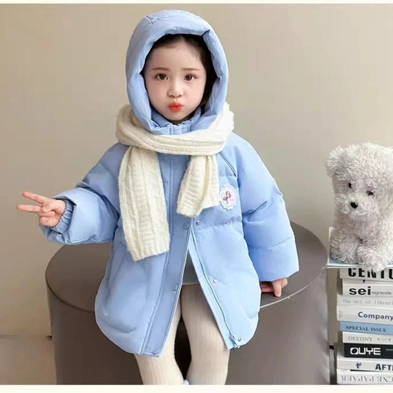 

Elsa Girls Down Coat, Hooded Mid-Length Duck Feather Jacket for Kids & Toddlers Winter Warmth