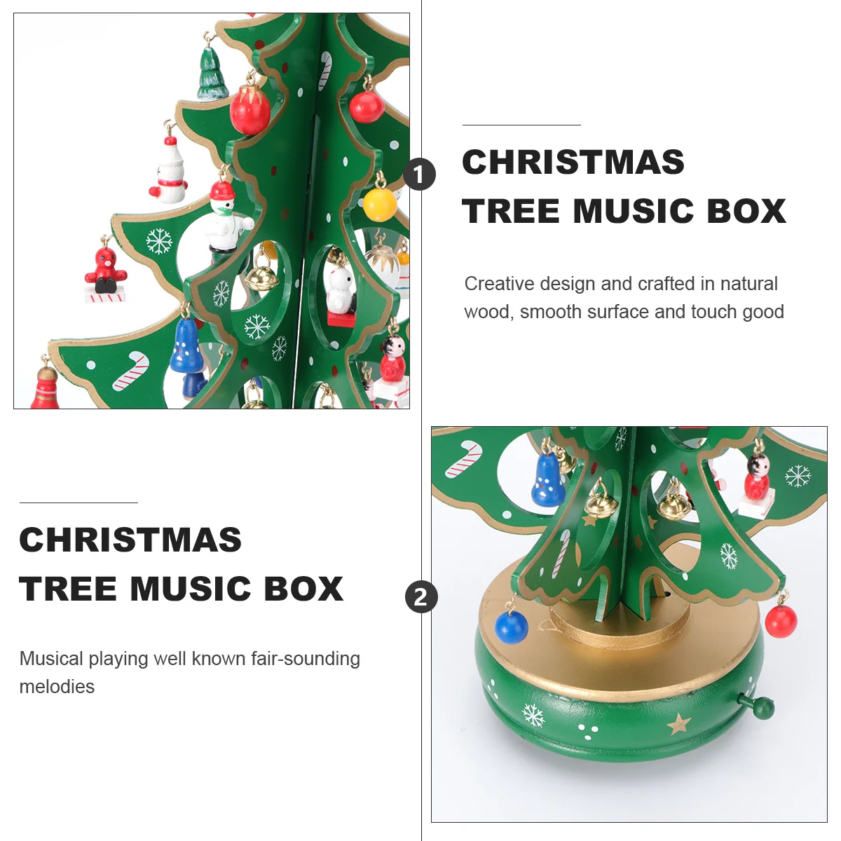 

Christmas Tree Music Box Natural Wood Creative Design Classic Melody Home Decor Gift For Women Wooden Musical Box