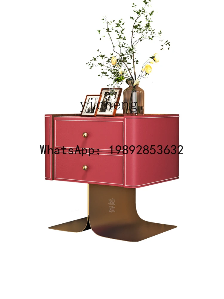 

X4 saddle leather bedside table household bedside table light luxury all solid wood storage side cabinet living room decoration