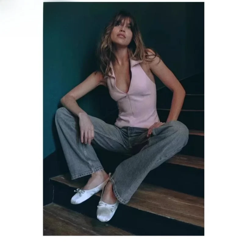 

New 2024 Summer Women's irt Sle Hanging Ne Vest Original Design Pure Color Regular Length Other Material 00% Skirt Pants