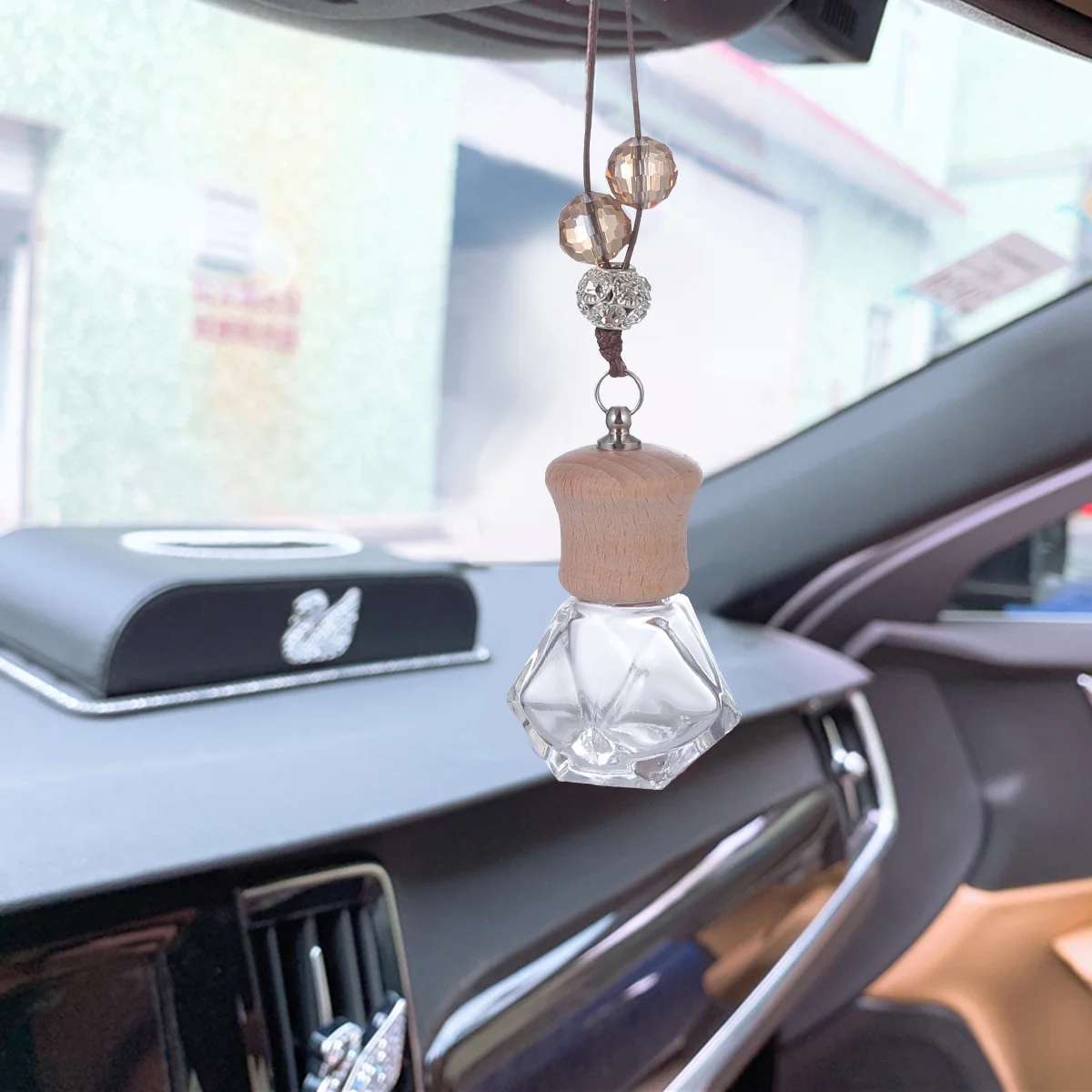 

2Pcs Car Hanging Pendant Bottles Small Empty Glass Bottles for Perfume Essential Oil Use Gift Choice Car Bottle Pendant