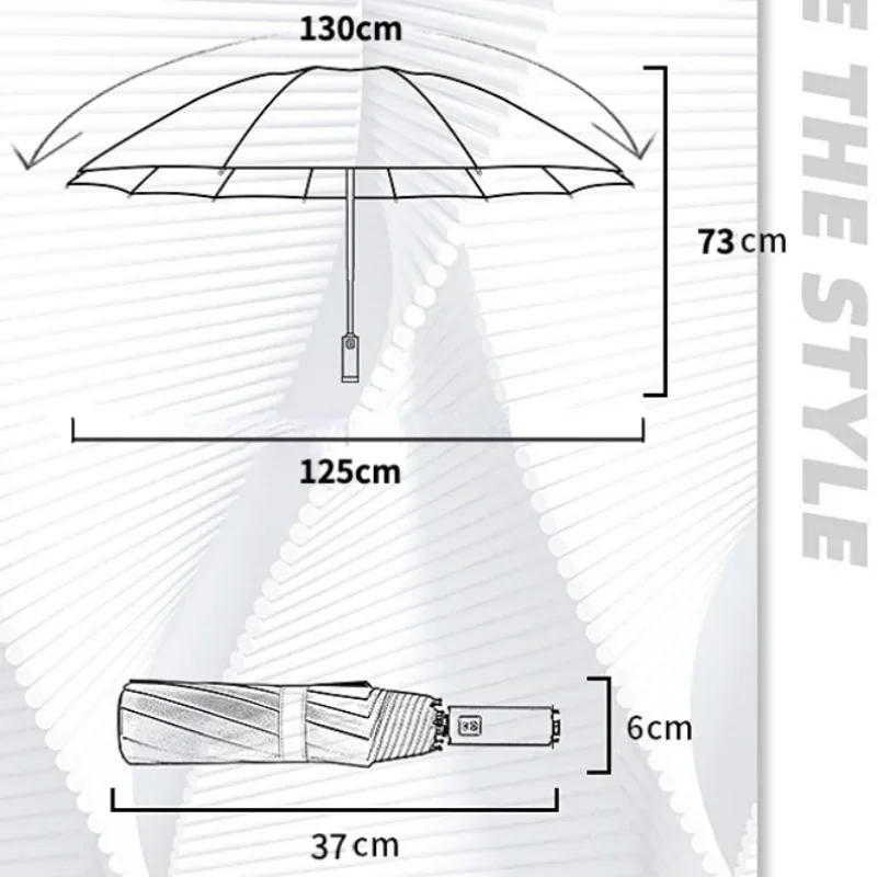 Large Automatic Folding Umbrella for Men, Waterproof, Windproof, Strong Shade, Anti UV Big Travel Sunny and Rainy Umbrellas