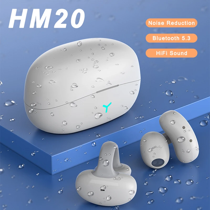 

Open Ear Clip Headphones HM20 Bluetooth 5.3 Sports Earphones Hifi Sound Wireless Earbuds Noise Reduction Waterproof Headset