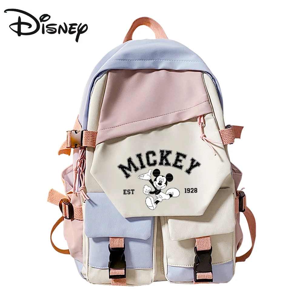 Disney Backpack Boys Girls Kawaii Mickey Mouse Cartoon Schoolbag Teenager Waterproof Schoolbag Mochila Disney Gift for Kids