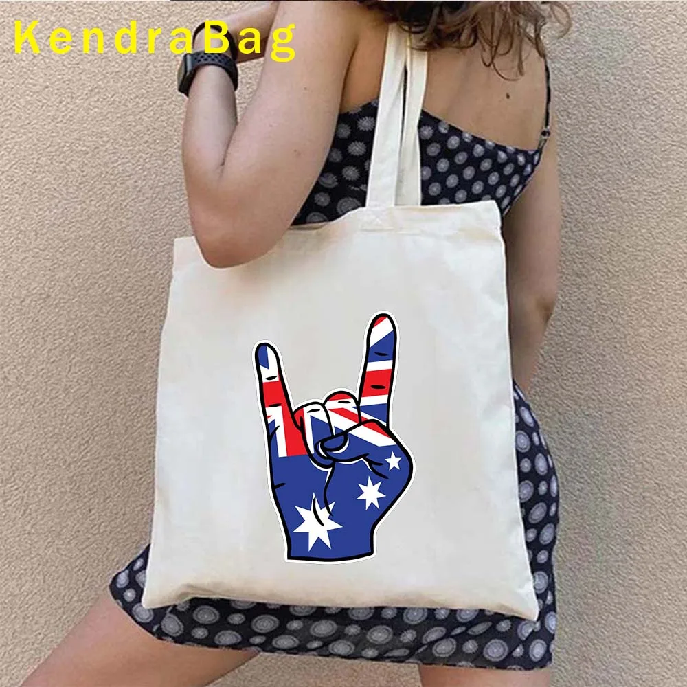 Sidney Skyline lengan Negara Australia bendera peta kanvas tas Tote Adelaide Kangaroo koala Australia gadis hadiah tas tangan