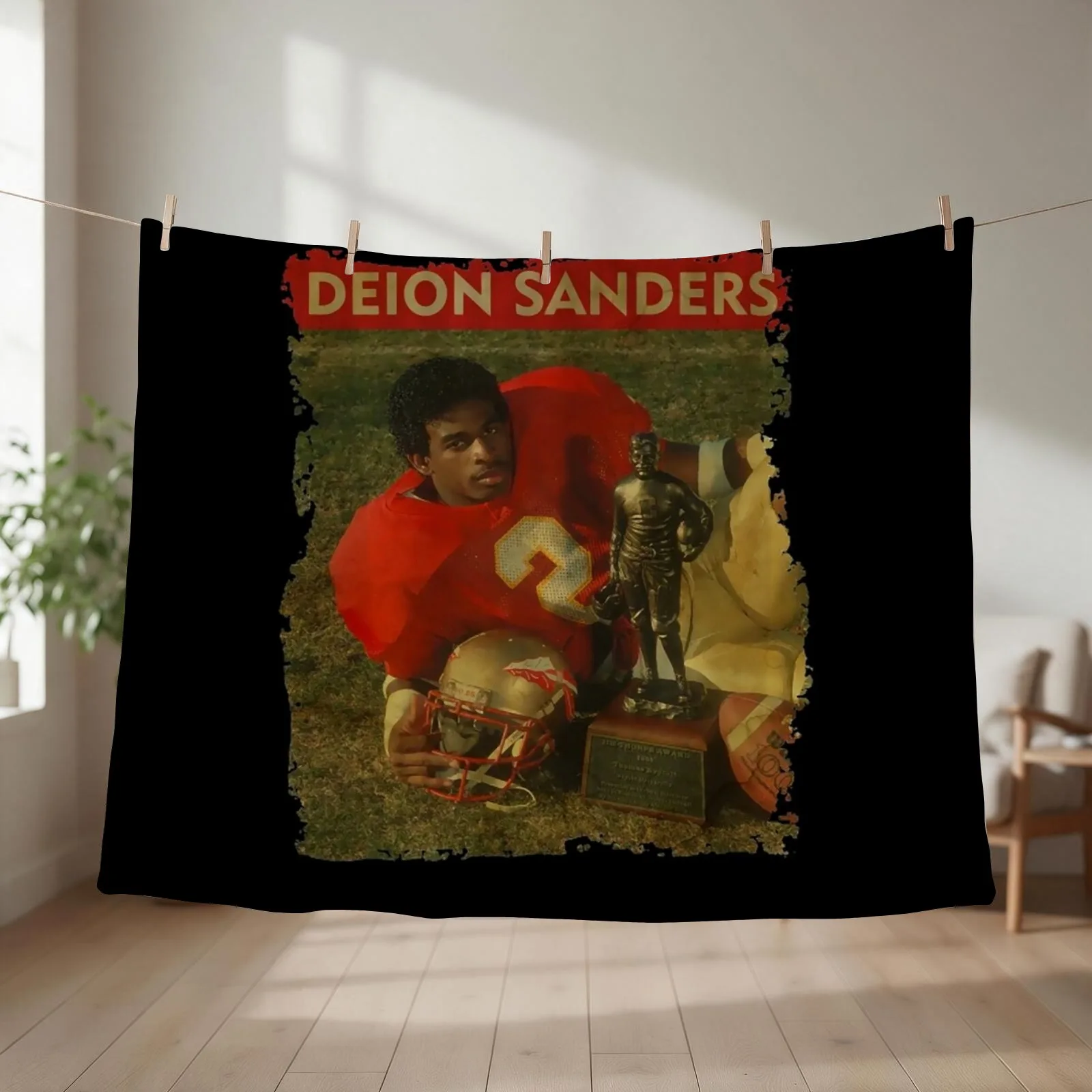 Deion sport Sanders - RETRO STYLE (2) Throw Blanket couch cozy soft plush fuzzy picnic outdoor blanket