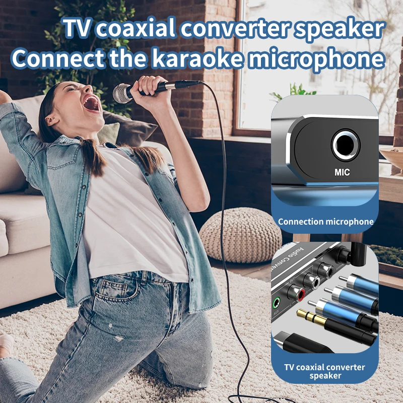 DAC Bluetooth 5.2 ricevitore Audio HIFI coassiale/Mic/USB U-Disk/ 3.5MM/L R adattatore Wireless RCA per KTV Karaoke altoparlante per auto con IR