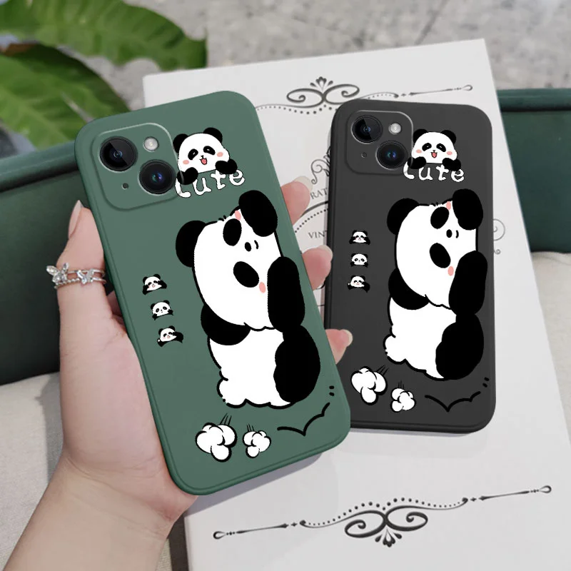 Sleeping Panda Phone Case For iPhone 16 15 14 13 12 11 X XR XS Plus Pro Max Mini Silicone Cover