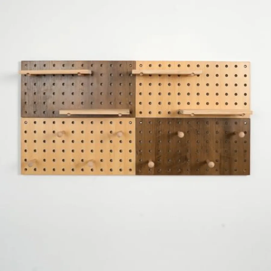 

and Beige Wood Pegboard Modular Display Wooden Pegboard Combination Wall Organizer Storage Wall Hooks Shelf for Home Office Bat