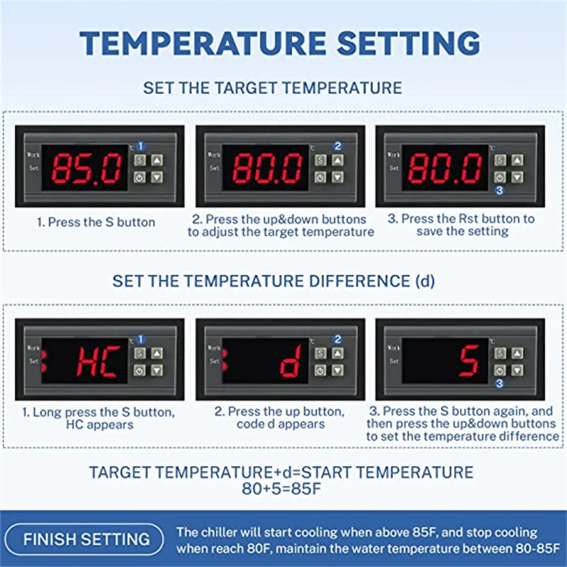 Scaldavivande per refrigeratore d\'acqua per acquario con pompa 32-212 ° f impostazione della temperatura adatto per acqua da 16 galloni per pesci