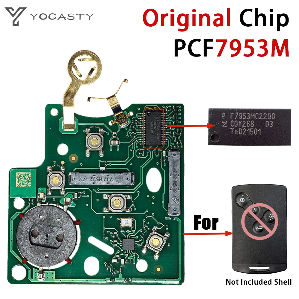 YOCASTY Original PCF7953M PCB For Renault Clio IV Captur 2009 - 2017 4A Chip 433 MHZ Keyless Smart Car Key Board P/N:285971998R