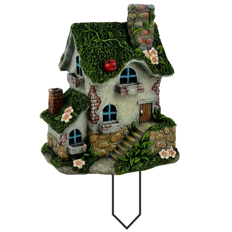 Green Moss Cottage Flower Pot Plant Garden Lawn Flat Acrylic Decorative Ground Plug Props Ornaments Lawn Decoration Gift