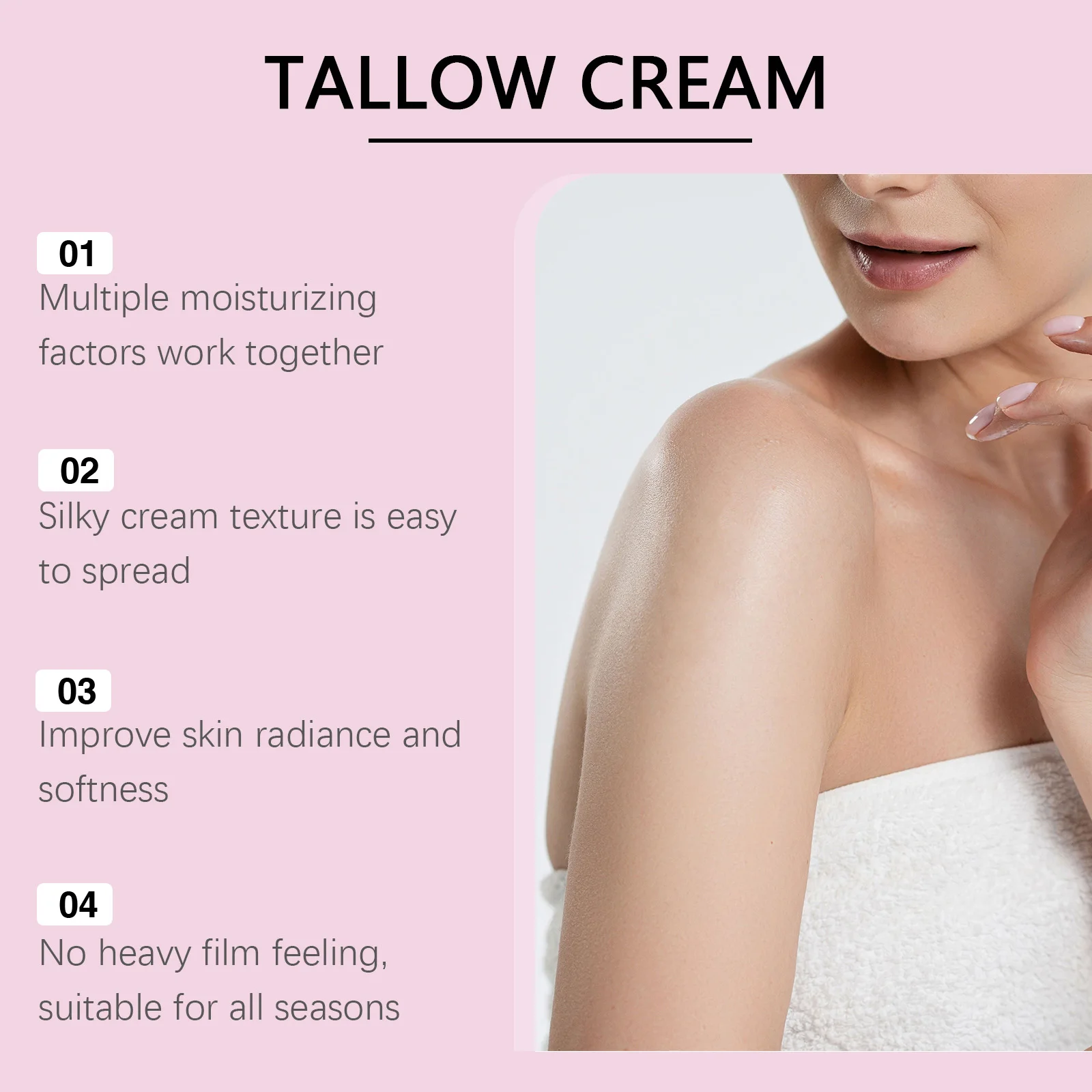 Rose Tallow Body Cream Deeply Moisturizes and Nourishes Relieves Dryness Improves Keratin Build-up Dullness Brightens Skin Care
