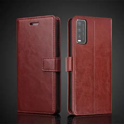 Card Holder Cover Leather Case for Vivo Y20 2020 / Y20 2021 Pu Leather Flip Cover Retro Wallet Phone Case Business Fundas Coque