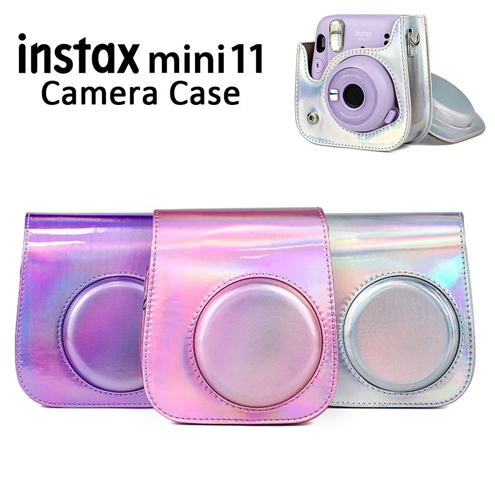 Fujifilm-ショルダーストラップ付きinstaxミニケース,ピンク,シルバー,パープル,PUレザーバッグ,11, 9, 8カメラ,ファッション