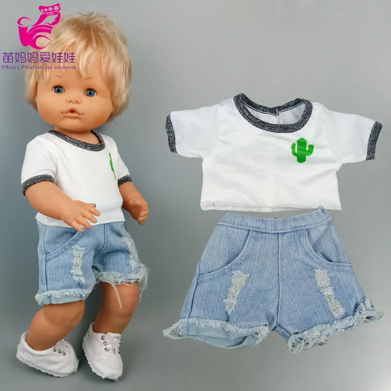 16-calowe ubranka dla lalek Nenuco T-shirt krótki dla 40cm Ropa Y Su Hermanita 38cm Baby Doll Fashion Denim Shorts