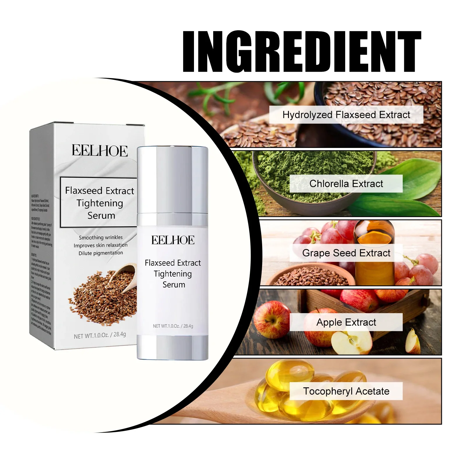 Flaxseed Extract Tightening Serum Smooth Facial Wrinkles Improve Dull Skin Dilute Spots Brightening Moisturize Face Care Essence