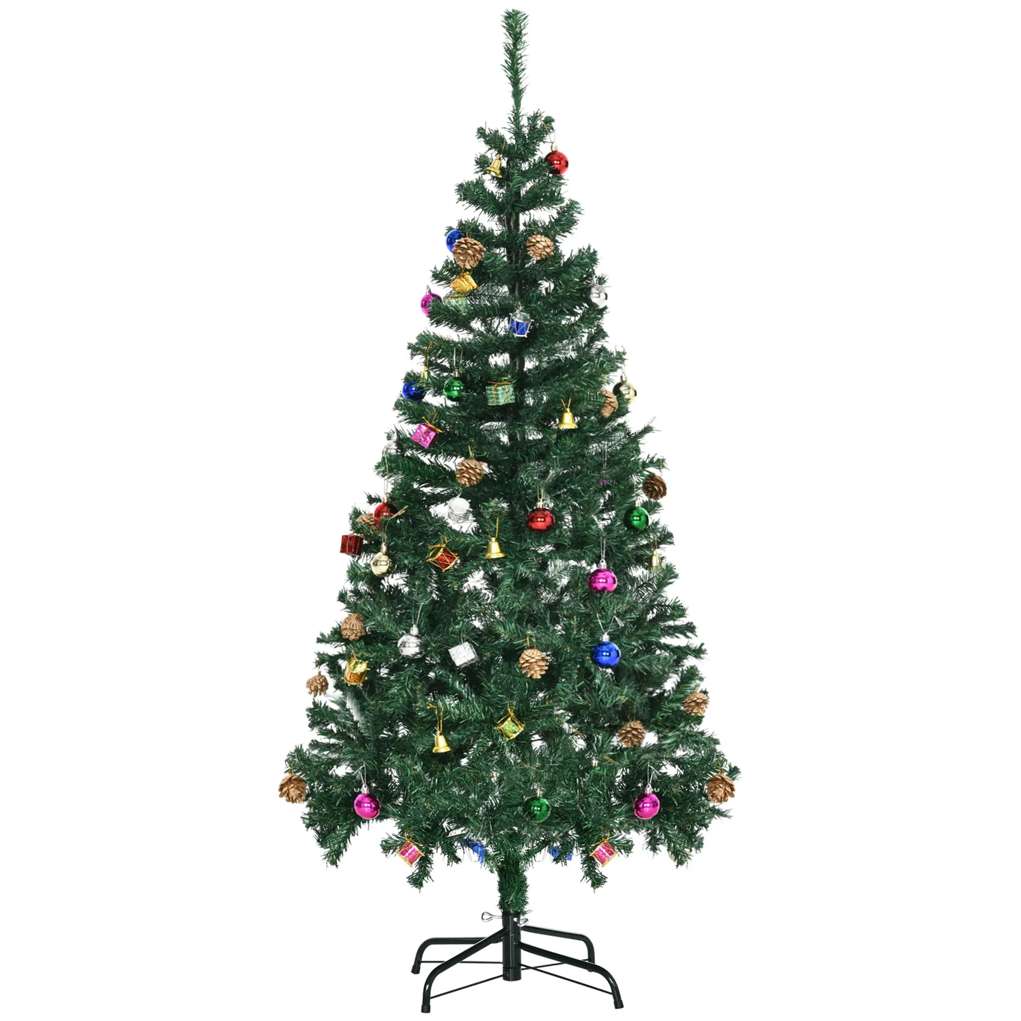 HOMCOM Árbol de Navidad Artificial 150 cm con 420 Ramas Adornos Piñas Decoración Navideña para Interiores Verde