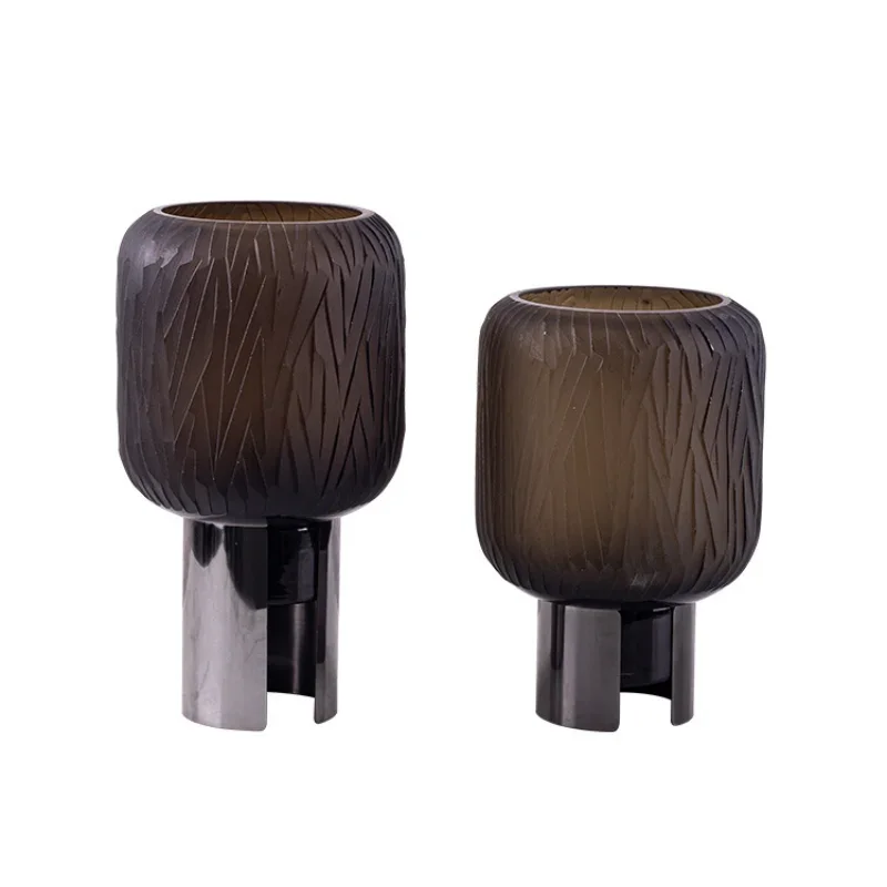 

Modern light luxury glass vase, creative art flower ornament insert dried flower hydroponic dining table ornament