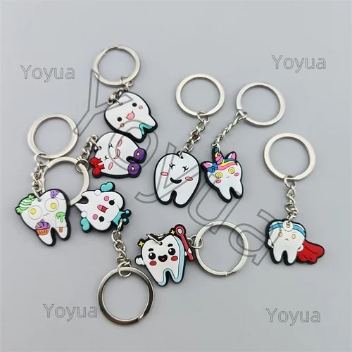 Imagen 2 del producto 100 Uds. Regalos de apertura para clínica Dental llavero con forma de dientes llavero de dentista mochila colgante decoraciones clínicas