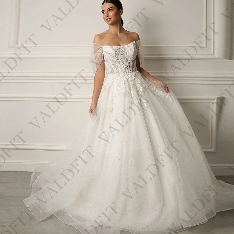 

Custom Size Princess Wedding Dress 2025 Vintage Off The Shoulder Lace Applique A Line Glitter Bridal Dresses Robe De Mariee