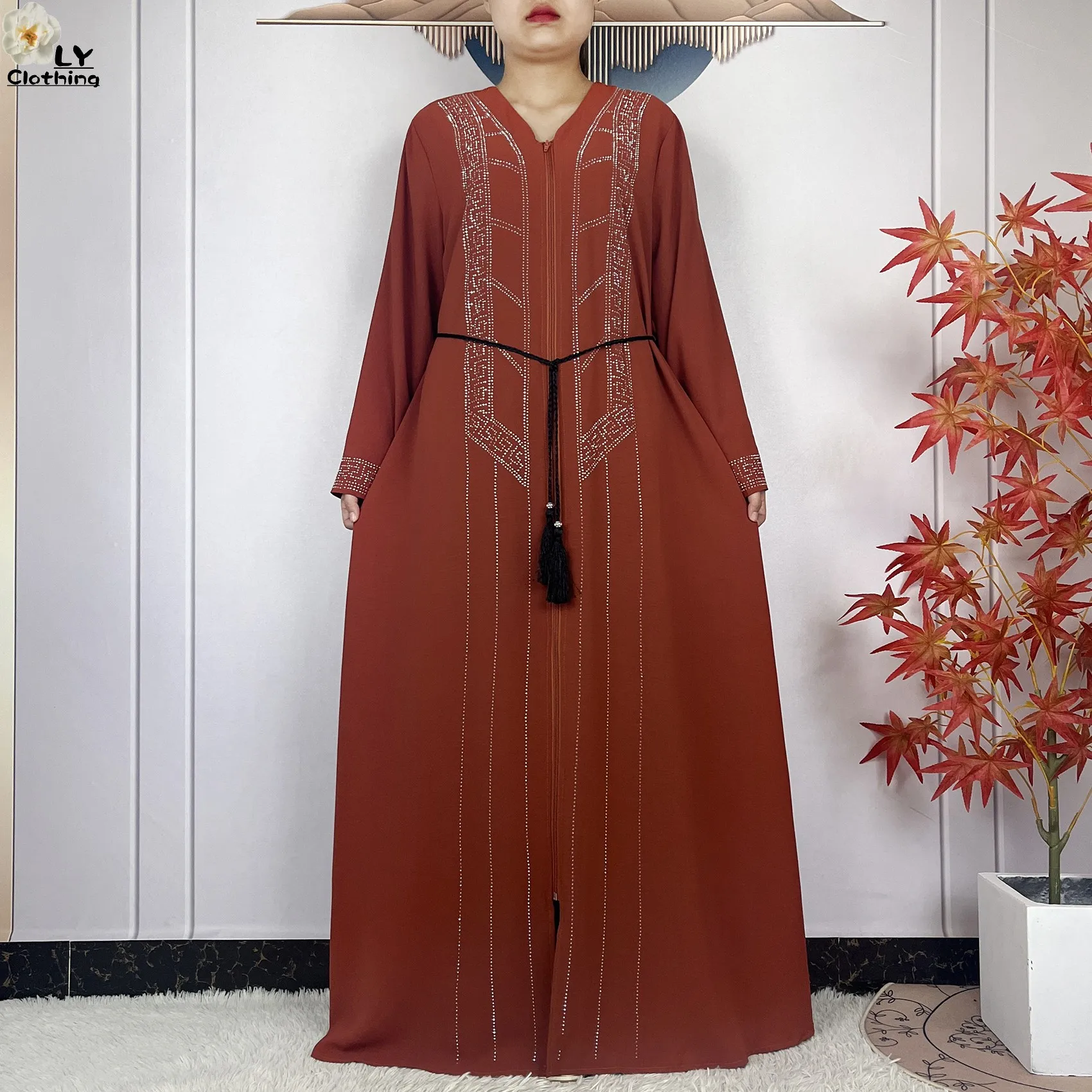 2024New Women Elegant Dress Dubai Abaya Long Sleeve Chiffon Islamic Clothing Muslim Women Robe Open African Abaya Casual Dress