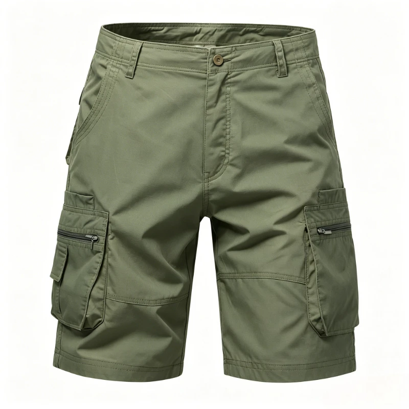 Pantalones Cortos Cargo de Algodón para Hombre, Estilo Urbano, con Bolsillos con Cremallera, Bermuda, Pantalones Cortos Deportivos de Playa, Pantalones Cortos Tácticos de Verano para Hombre