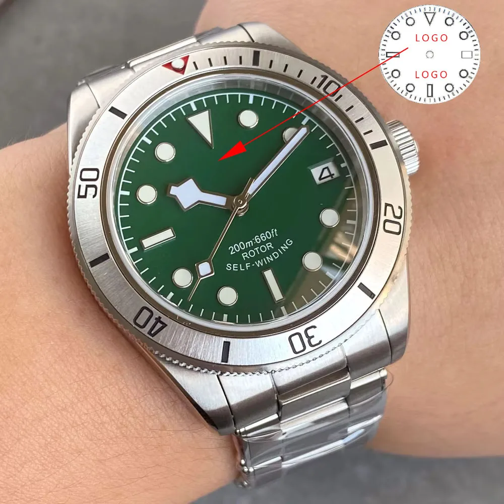 カスタマイズされた Corgeut ビジネス腕時計男性 NH35 ムーブメントサファイアガラス日付ブルーグリーンダイヤル機械式時計発光