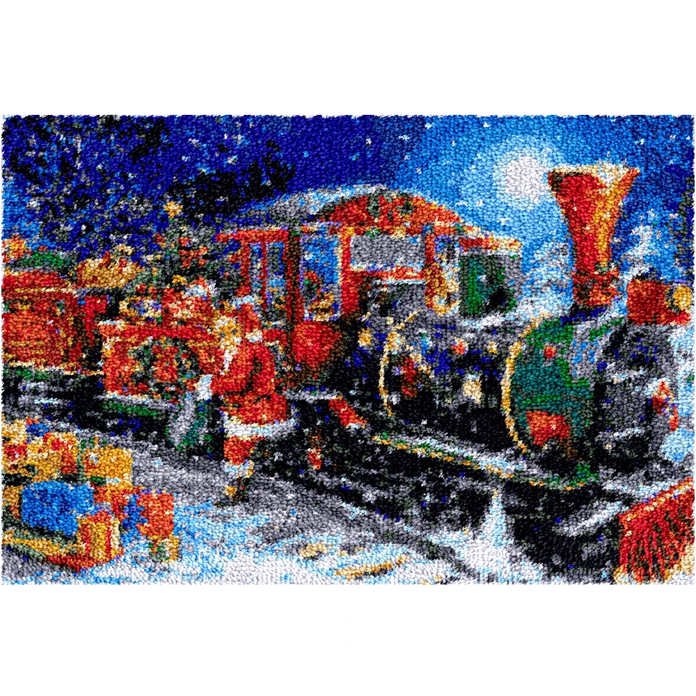 

Christmas decor Train Latch hook rug kits Embroidery Carpet embroidery with printed pattern Cartoon Creative DIY Craft for adult