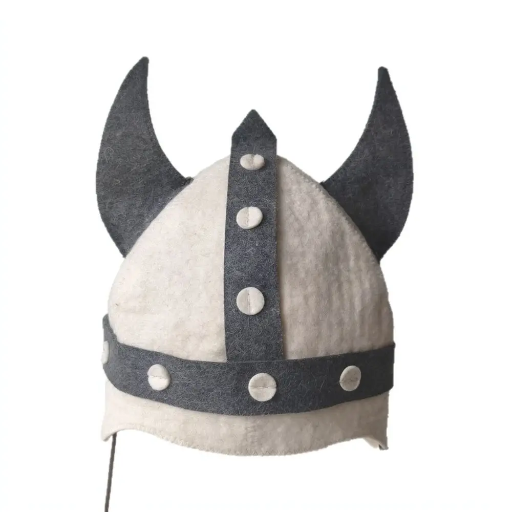 Nordic Viking Horn Sauna Hat Comfortable Thickened Felt Bathing Cap Heat Proof Protection Accessory For Steam Room Spa
