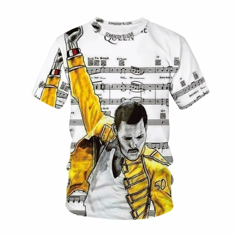 Freddie Mercury Queen MenT-shirts 3D Print Shirt Rock Gothic Retro Streetwear Summer Individualized hip-hop Oversized T-shirts